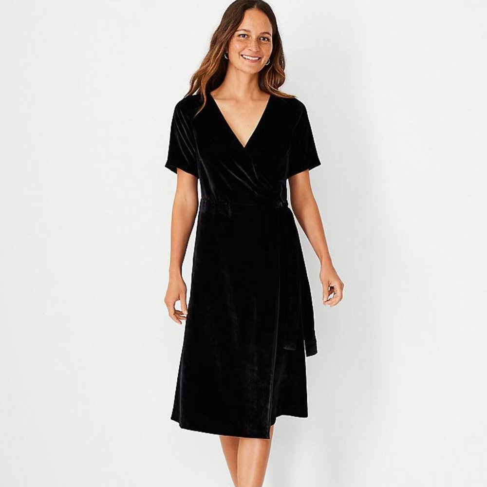 Ann Taylor Velvet Wrap Dress For Women New